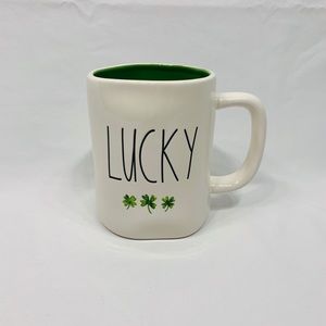 New Rae Dunn “LUCKY” Green Inside Mug